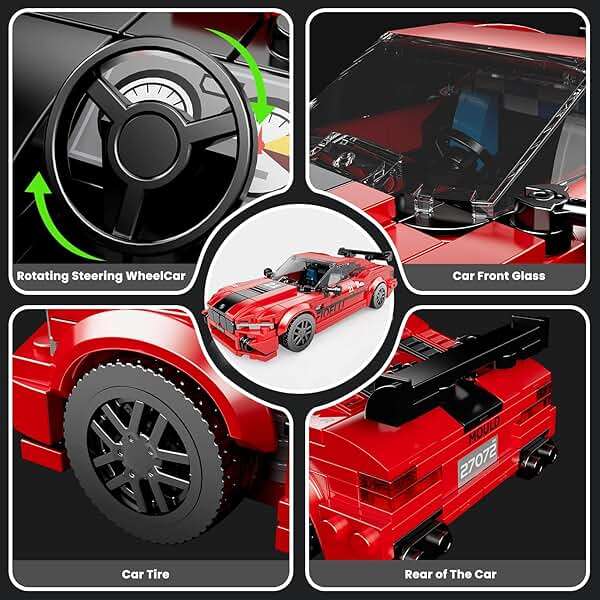 Mould King Speed Champion M8 Racing Car Building Kit with Acrylic Display Case, 27072 Collectible Model Car Kits, Building Blocks Kit Racing Toy Cars for Adult Kids 8+(481 PCS) - Image 7