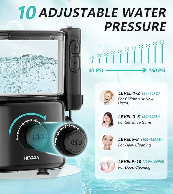 Professional Water Flosser & Electric Toothbrush Combo, 600ML Home Use Oral Irrigator for 10 Adjustable Water Pressure, 2 Cleaning Modes, 1+1 Brushing & Flossing for Complete Oral Care - Image 5