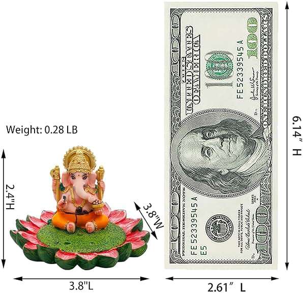 Hindu God Ganesha Idol Statue - 3.8"L Ganesh Incense Burner/Holder India Ganapati Pooja Item Home Office Temple Mandir Shrine Altar Diwali Puja Decor Ideal Gifts for Indian Friend Relative - Image 3