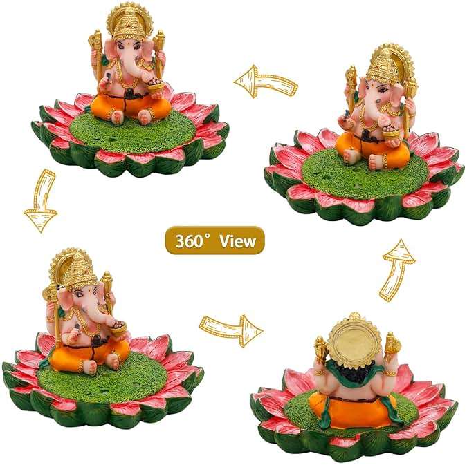 Hindu God Ganesha Idol Statue - 3.8"L Ganesh Incense Burner/Holder India Ganapati Pooja Item Home Office Temple Mandir Shrine Altar Diwali Puja Decor Ideal Gifts for Indian Friend Relative - Image 4
