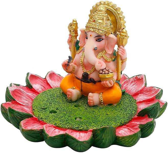 Hindu God Ganesha Idol Statue - 3.8"L Ganesh Incense Burner/Holder India Ganapati Pooja Item Home Office Temple Mandir Shrine Altar Diwali Puja Decor Ideal Gifts for Indian Friend Relative - Image 7