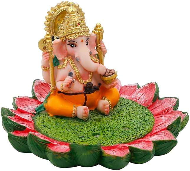 Hindu God Ganesha Idol Statue - 3.8"L Ganesh Incense Burner/Holder India Ganapati Pooja Item Home Office Temple Mandir Shrine Altar Diwali Puja Decor Ideal Gifts for Indian Friend Relative - Image 9