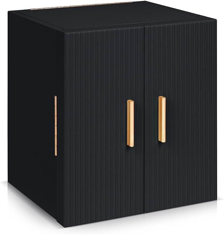 Dajasan Large Jewelry Box for Women, Jewelry Organizer Box with 3 Drawers, Jewelry Storage Organizer with Mirror for Necklace Ring Bracelet Watch, Gift Idea, 8.7 x 7.5 x 9.8 Inches (Black) - Product Image