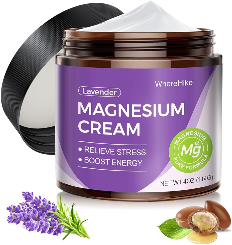 STILIP Natural Topical Magnesium Cream – Magnesium Lotion for Nighttime Skin Care, Lightweight Moisturizing Body Cream for Deep Hydration-Lavender - Product Image