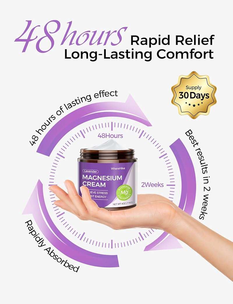STILIP Natural Topical Magnesium Cream – Magnesium Lotion for Nighttime Skin Care, Lightweight Moisturizing Body Cream for Deep Hydration-Lavender - Image 4