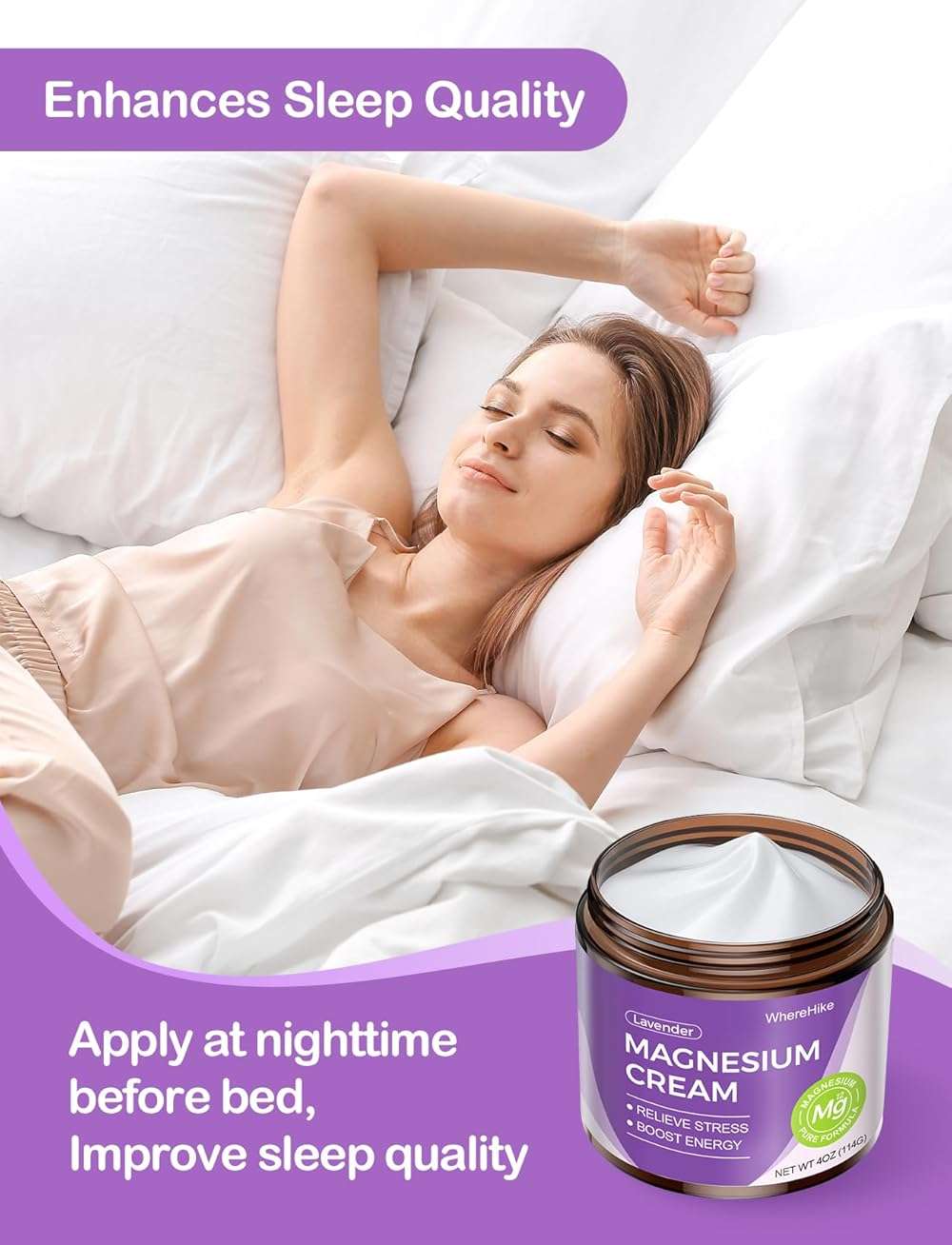 STILIP Natural Topical Magnesium Cream – Magnesium Lotion for Nighttime Skin Care, Lightweight Moisturizing Body Cream for Deep Hydration-Lavender - Image 5