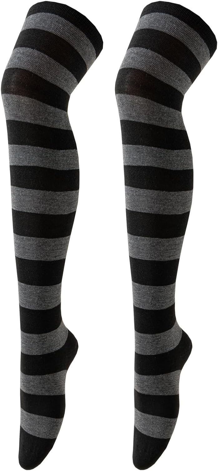 Extra Long Stripe Thigh High Socks Neon Over Knee High Socks for Women Stocking Cosplay Femboy Socks Striped Tights - Product Image