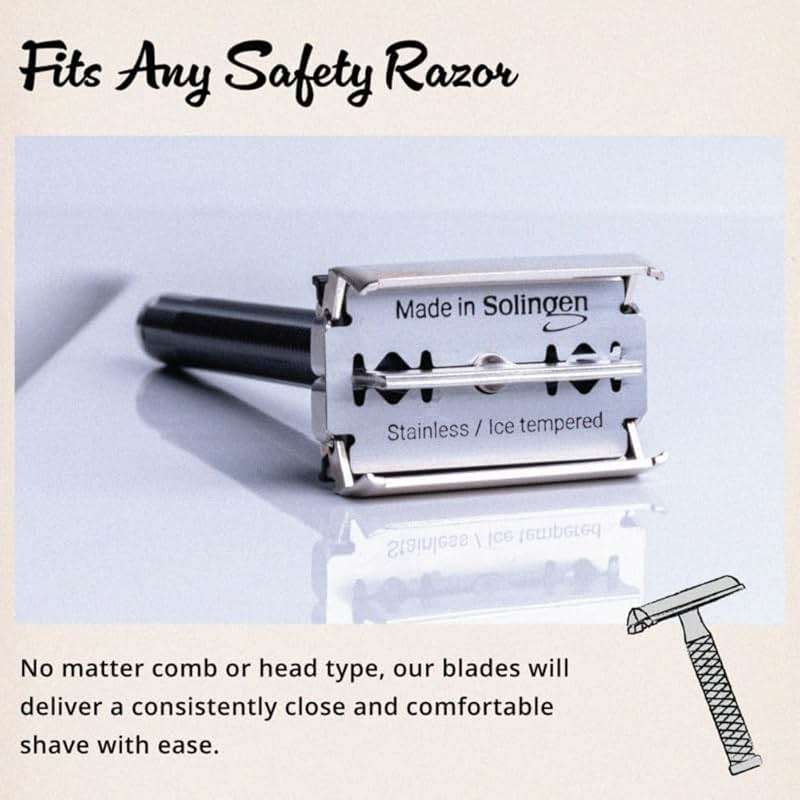Royal Shave Premium Double Edge Stainless Steel Blades, Fits All Safety Razors, Long Lasting Shaving Razor Blades (Made in Germany) 50 Count Pack - Image 4