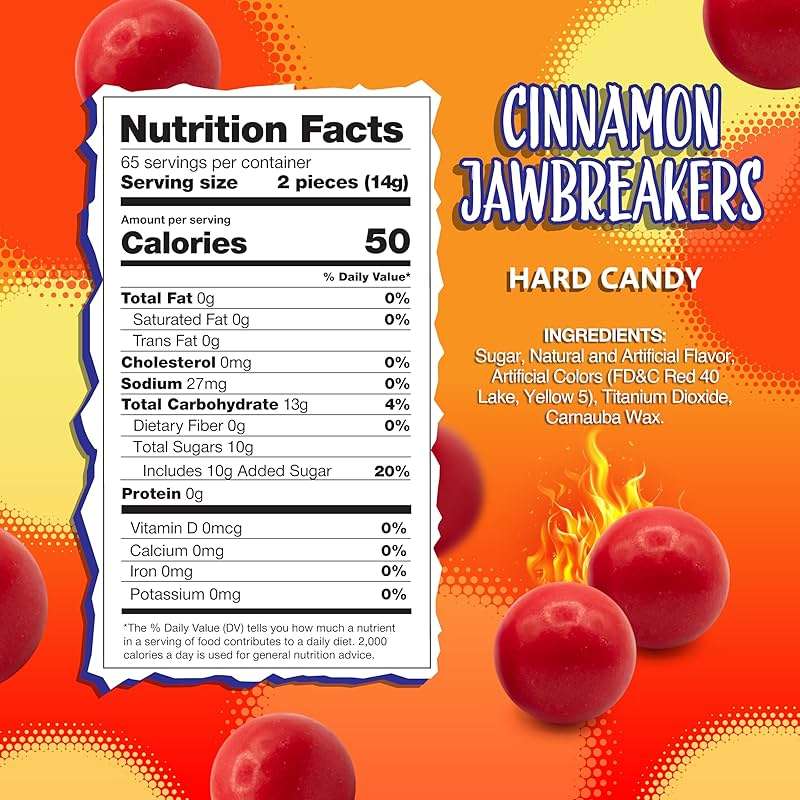 Cinnamon Jawbreakers Hard Candy, Spicy Cinnamon Candy, 2 Lb Bag | Individually Wrapped, Fiery Hot Cinnamon Flavor - Image 2