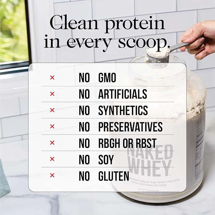 NAKED Whey Isolate Protein - Only 2 Ingredients, 30g Grass-Fed Protein, Zero Carb, Unflavored, Undenatured, Non-GMO, No Soy, Gluten-Free, No Preservatives - 28 Servings - Image 2