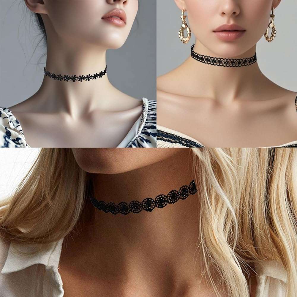 YEEQIN Black Choker Necklaces for Women Chokers Black Velvet Choker Necklaces Set Classic Gothic Tattoo Lace Choker - Image 2