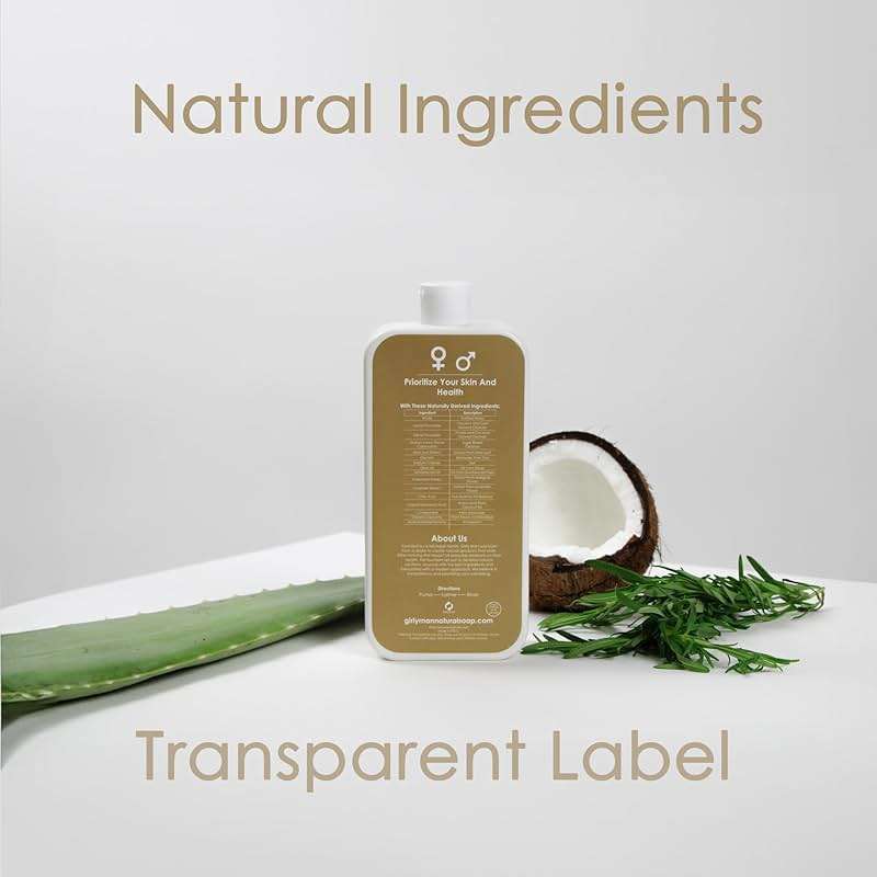 GirlyMan Natural Body Wash - Made with Olive Oil & Aloe Extract, No Artificial Fragrance, PH Balanced, Gentle Formula, Nourishing Ingredients, Family Owned (Sandalwood) - Image 5