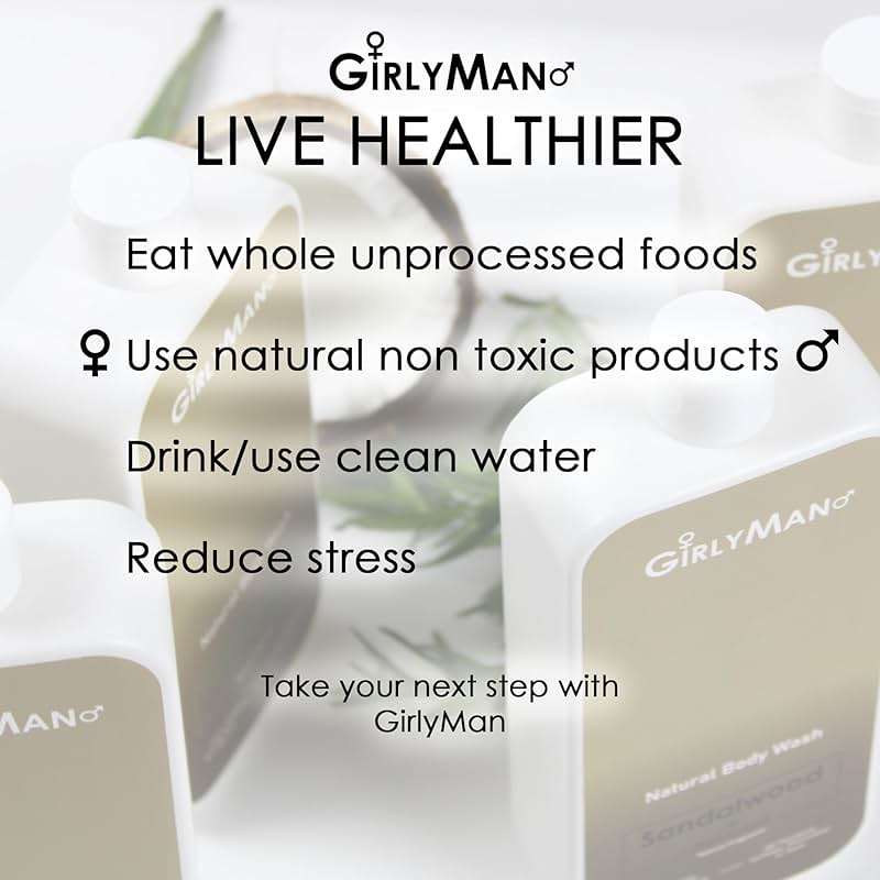GirlyMan Natural Body Wash - Made with Olive Oil & Aloe Extract, No Artificial Fragrance, PH Balanced, Gentle Formula, Nourishing Ingredients, Family Owned (Sandalwood) - Image 10