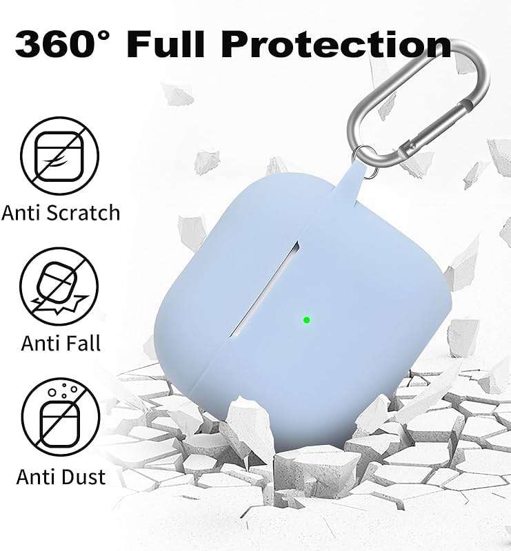 Woyinger for Airpods 4th Case Cover, Come with Cleaner Kit,Soft Skin Silicone Case Cover with Keychain, Full Protective Case for Men and Women, Compatible with AirPods 4th Generation Case,Sky Blue - Image 4