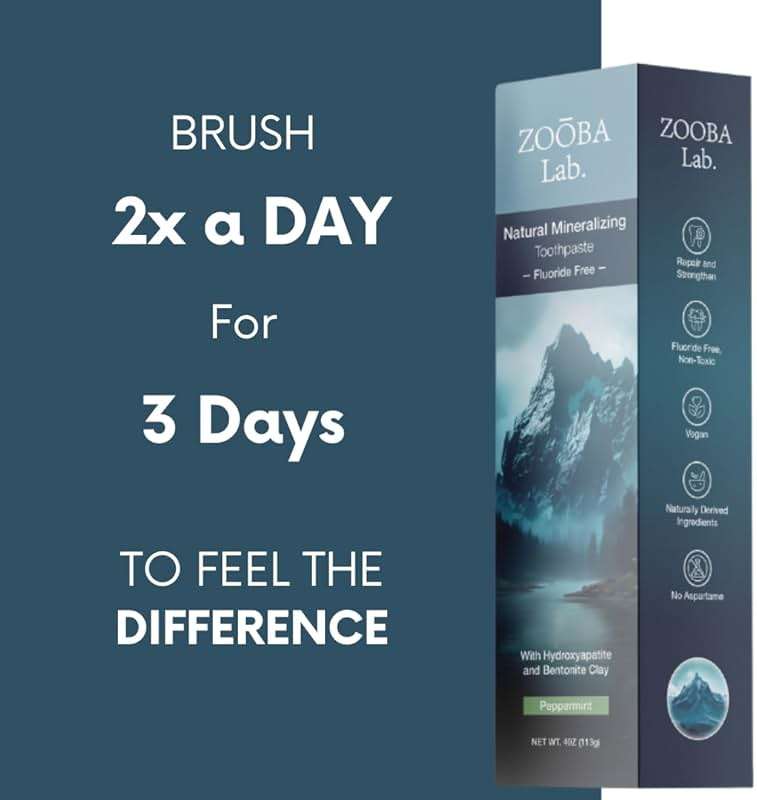 Zooba Natural Fluoride Free Toothpaste with Hydroxyapatite Remineralizing Whitening Bentonite Clay, Vegan - Sensitive Teeth - Doctor Recommended for Healthy Adults & Kids, Non-Toxic - Image 4