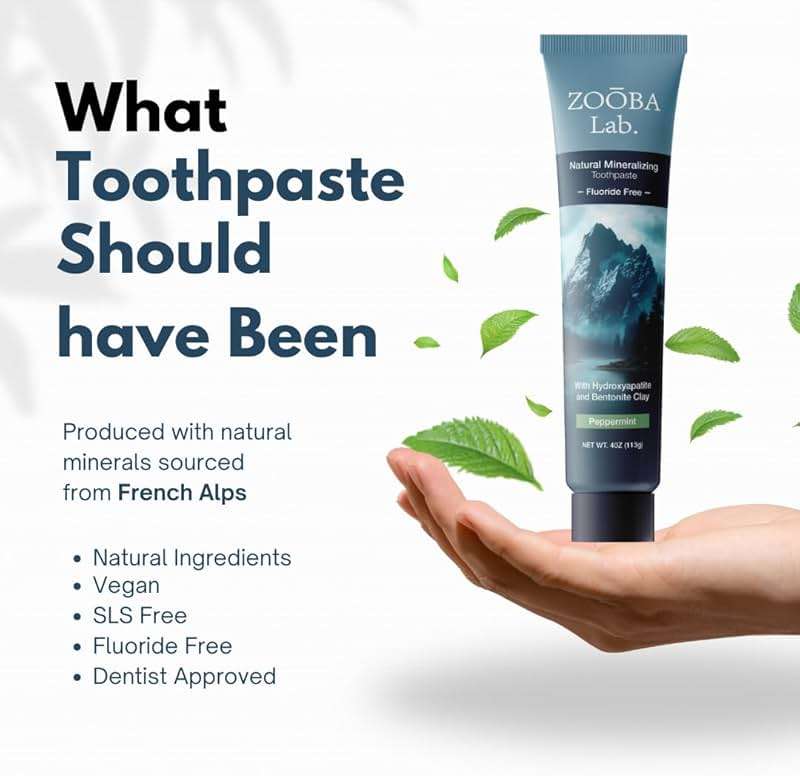 Zooba Natural Fluoride Free Toothpaste with Hydroxyapatite Remineralizing Whitening Bentonite Clay, Vegan - Sensitive Teeth - Doctor Recommended for Healthy Adults & Kids, Non-Toxic - Image 6