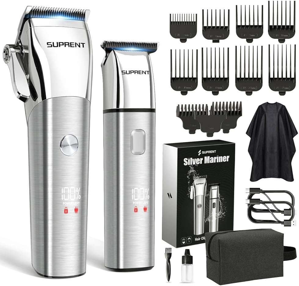SUPRENT Low Noise Hair Clippers for Men Easy-Clean Waterproof Clippers, Cordless Clippers & Trimmers Set for Family Grooming - Image 1