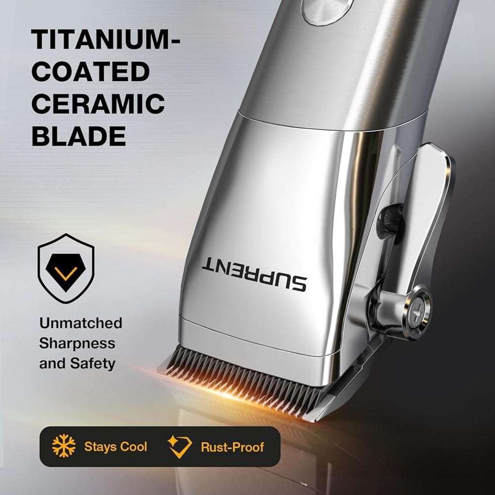 SUPRENT Low Noise Hair Clippers for Men Easy-Clean Waterproof Clippers, Cordless Clippers & Trimmers Set for Family Grooming - Image 4
