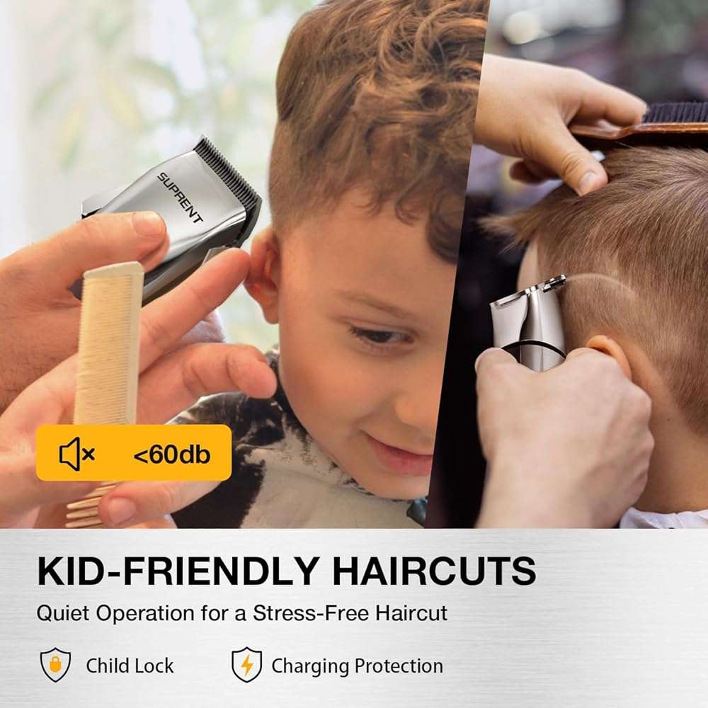 SUPRENT Low Noise Hair Clippers for Men Easy-Clean Waterproof Clippers, Cordless Clippers & Trimmers Set for Family Grooming - Image 6