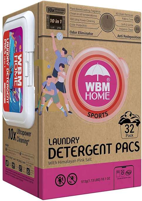 WBM Laundry Detergent Pods, Autumn Scent – 32 Pods in Recycleable Packaging for 10x Ultra Power Cleaning, Odor Defense for Activewear & Sports Shirts - Image 1