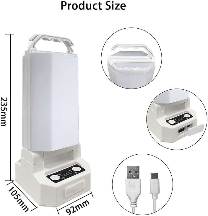 Watfal Solar Powered LED Portable Camping Lantern 4500mAh Rechargeable 1000 Luminaid 6500K Waterproof and 4 Brightness Dimmable, Ideal Camping Lights for Home Power Outages, Outdoor Survival Gear - Image 9