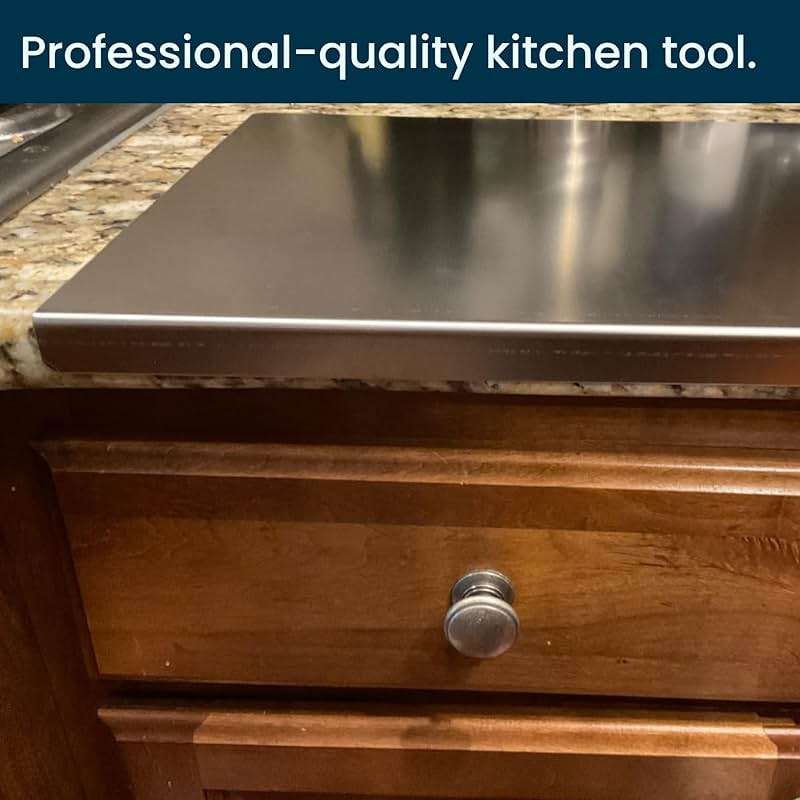 Stainless Steel Cutting Boards for Kitchen - Food-Grade 304 - Suitable for Meat, Fruits, Veggies, & Bread- Large-sized Chopping Boards with Lip - 11.81x15.75 in - Image 8