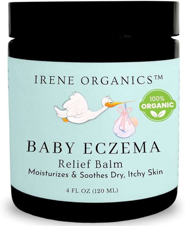 Irene Organics Baby Eczema Relief Balm, Healing Ointment Baby Moisturizing Cream for Eczema, Dry, Itchy Skin. Award Winning Baby Skincare for Sensitive Skin, Safe for Newborns, Kids and Adults - Image 1