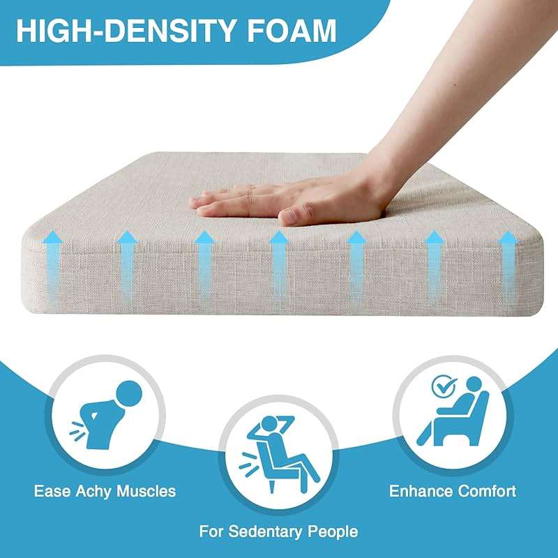 IASEAHK Chair Cushions for Dining Chairs Set of 6, Non Slip Kitchen Chair Pads, 17" x 16" x 2", Indoor Dining Chair Cushions with Ties, D-Shaped Seat Cushions for Kitchen Chairs, Beige - Image 4