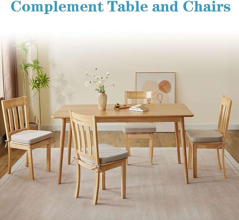 IASEAHK Chair Cushions for Dining Chairs Set of 6, Non Slip Kitchen Chair Pads, 17" x 16" x 2", Indoor Dining Chair Cushions with Ties, D-Shaped Seat Cushions for Kitchen Chairs, Beige - Image 6