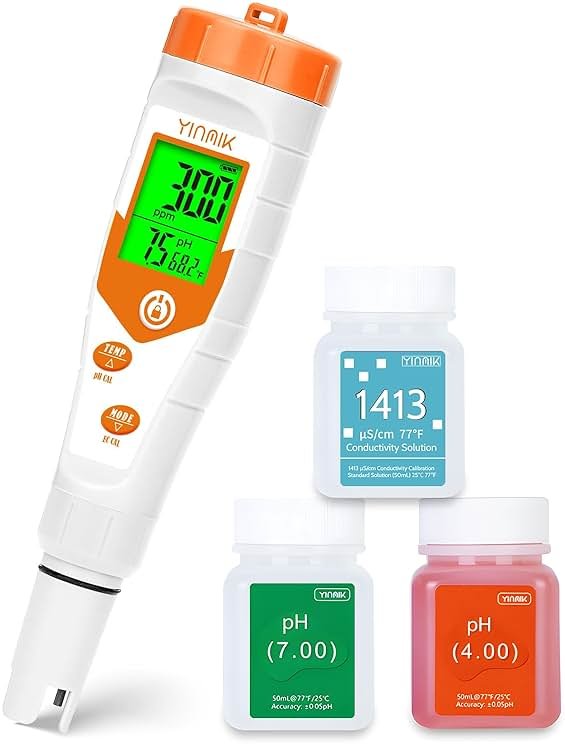 pH Meter for Hydroponics PPM EC Meter for Plant Nutrients Simultaneous Measurement of pH Conductivity TDS Temperature for Reservoir Tank Water DWC Aeroponic Garden Indoor Outdoor Growing - Product Image