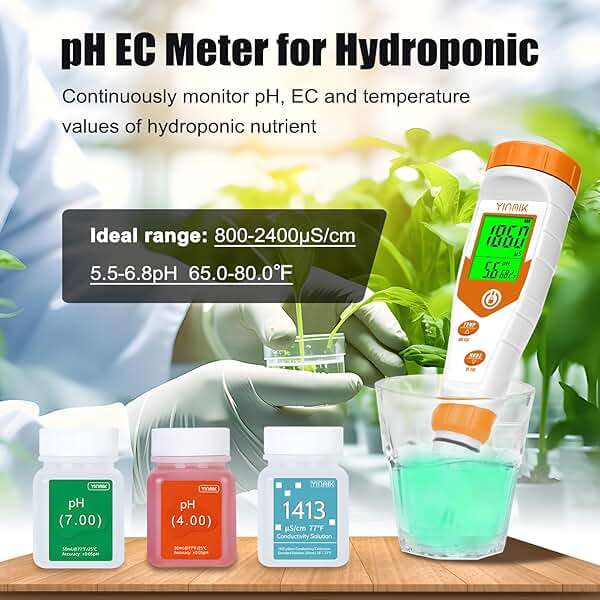 pH Meter for Hydroponics PPM EC Meter for Plant Nutrients Simultaneous Measurement of pH Conductivity TDS Temperature for Reservoir Tank Water DWC Aeroponic Garden Indoor Outdoor Growing - Image 3