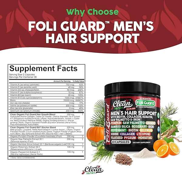 Hair Growth Supplement For Men | Biotin Hair Vitamins Collagen Pumpkin Seed Saw Palmetto Iron Ginseng Bamboo Silica Rosemary Peppermint Keratin Selenium Iodine Flaxseed Horsetail Vitamin A C D3 E B12 - Image 5