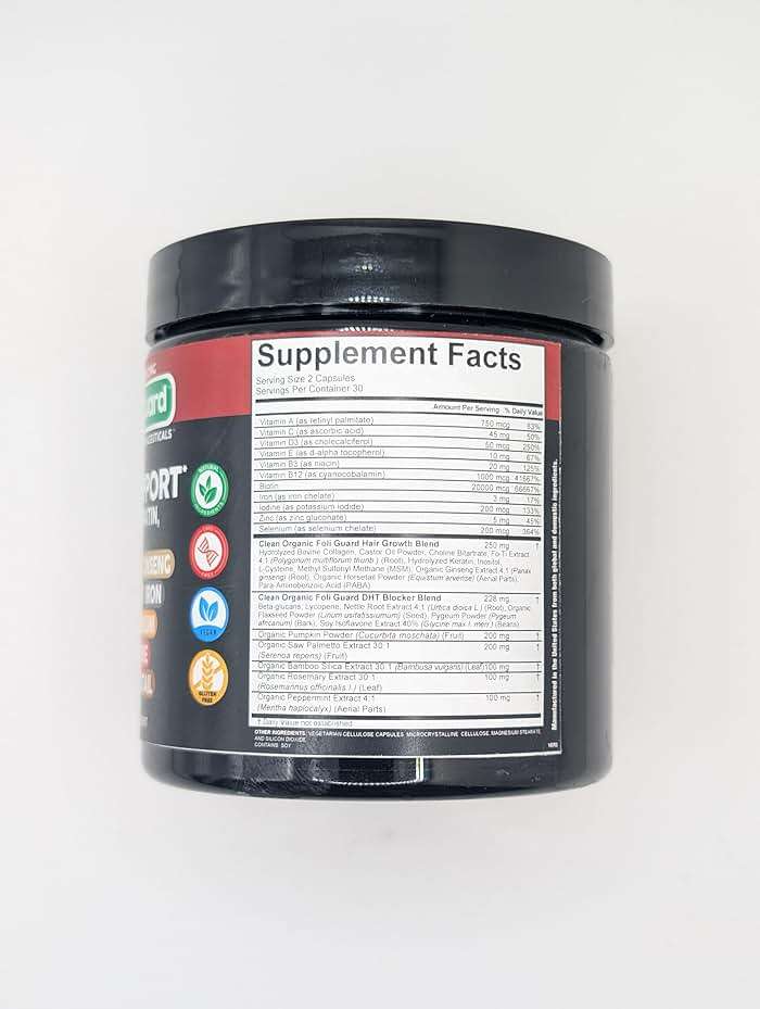 Hair Growth Supplement For Men | Biotin Hair Vitamins Collagen Pumpkin Seed Saw Palmetto Iron Ginseng Bamboo Silica Rosemary Peppermint Keratin Selenium Iodine Flaxseed Horsetail Vitamin A C D3 E B12 - Image 7