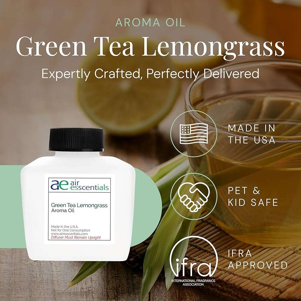 Green Tea & Lemongrass Aroma Oil, Essential Oils Blend for Diffusers & Scent Machines, Blend of Lemongrass & Leafy Greens, Aromatherapy, Cold Air Diffuser Compatible, 100 mL - Image 2
