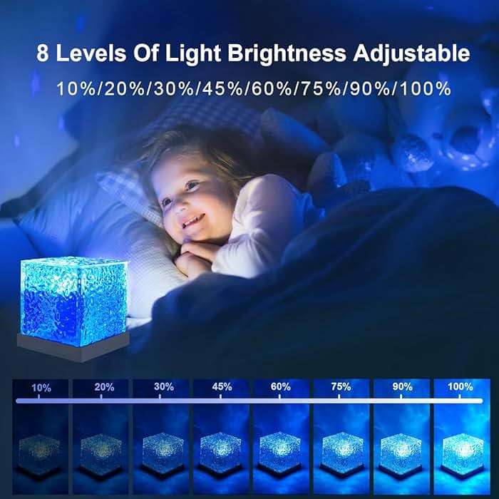 TGYWCHY Ocean Wave Projector Lamp,Northern Lights Aurora Projector Light,16 Colors Gradual Rotating Flame Water Lamp,Cube Night Light with Remote Control for Living Room Bedroom Decor Hotel, etc - Image 5