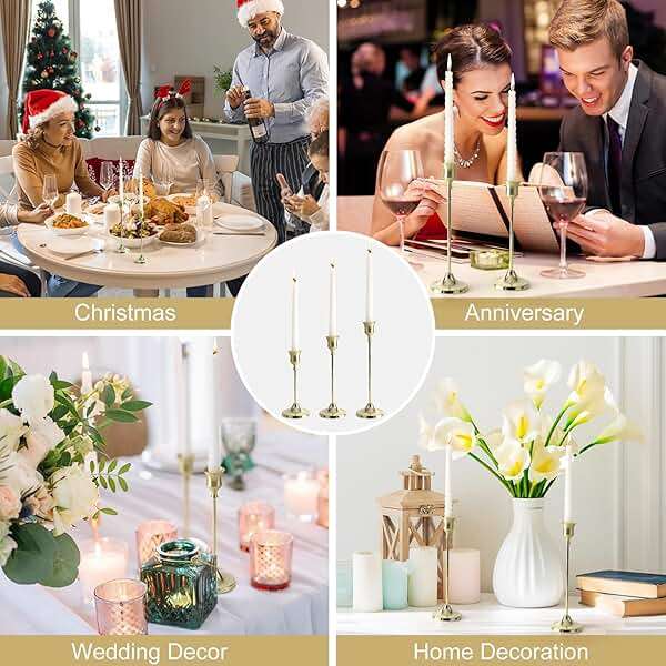 Tunyet Candlestick Holders 6PCS, Metal Taper Candle Holder, Gold Candle Holders for Pillar Candles, Candle Holder for Wedding Fireplace Mantel Housewarming Gift - Image 5