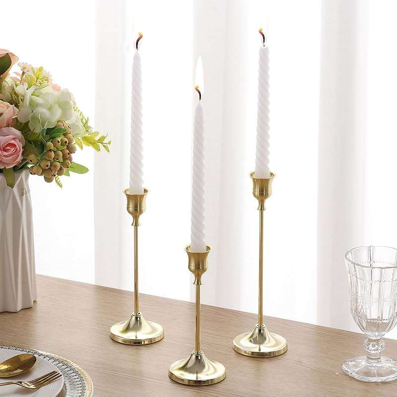 Tunyet Candlestick Holders 6PCS, Metal Taper Candle Holder, Gold Candle Holders for Pillar Candles, Candle Holder for Wedding Fireplace Mantel Housewarming Gift - Image 6