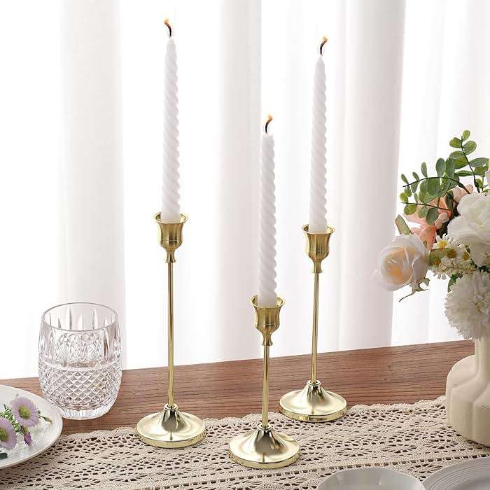 Tunyet Candlestick Holders 6PCS, Metal Taper Candle Holder, Gold Candle Holders for Pillar Candles, Candle Holder for Wedding Fireplace Mantel Housewarming Gift - Image 7