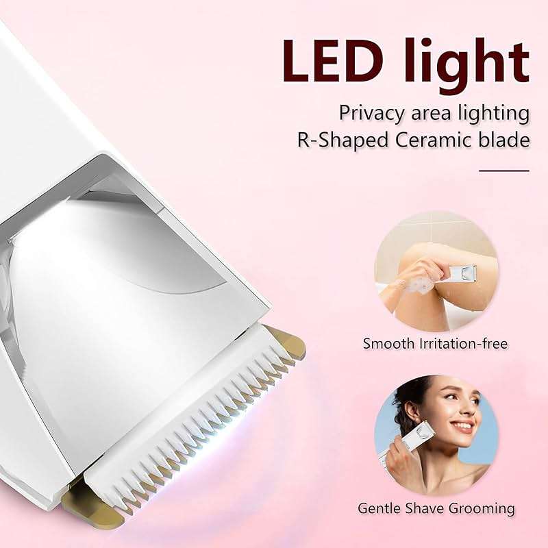2-in-1 Electric Bikini Trimmer for Women, Dual Head Shaver for Body & Pubic Hair, Painless Smooth, No-Nick Shaving, IPX7 Waterproof, Lightweight with Travel Lock, LED Display - Image 7
