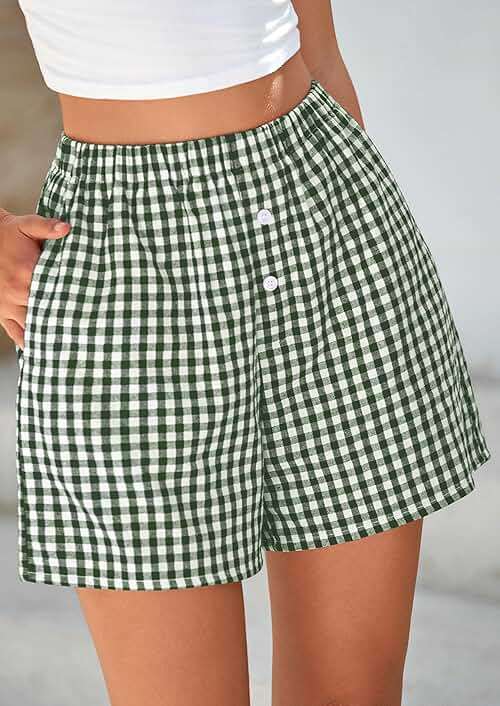 PRETTYGARDEN Shorts for Women 2026 Summer Gingham Pajamas Checkered Boxers Plaid Striped Lounge Sleep Pj Y2K Beach Shorts - Image 5