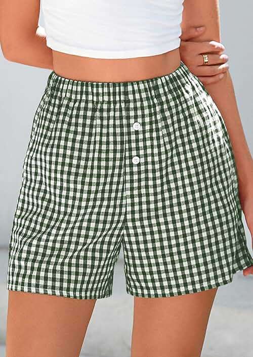 PRETTYGARDEN Shorts for Women 2026 Summer Gingham Pajamas Checkered Boxers Plaid Striped Lounge Sleep Pj Y2K Beach Shorts - Image 7
