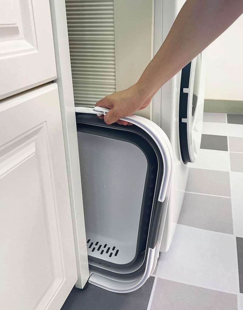 SAMMART 40L (10.5 Gallon) Collapsible Plastic Laundry Basket with Handles - Foldable Pop Up Storage Container/Organizer - Portable Laundry Hamper - Space Saving (1, White/Steel Grey) - Image 7