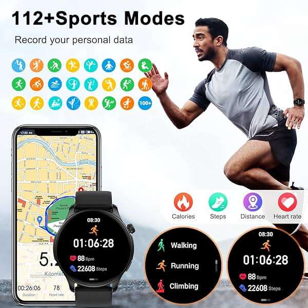 Smart Watch for Men Women Fitness: Waterproof Make/Answer Call Smart Watches for Men Digital Mens Watches Run Smartwatch Android Phones iPhone Samsung Compatible Heart Rate Monitor Step Tracker Black - Image 4