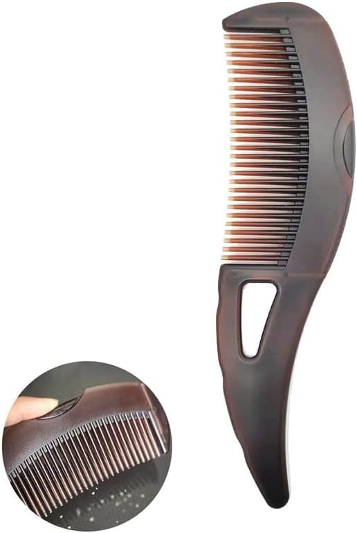Self-Cleaning Dandruff Comb Hollow Teeth Scalp Detox Oil Removal for Women Men Kids Daily Home Use, Ergonomic Hair Comb in Brown - Product Image