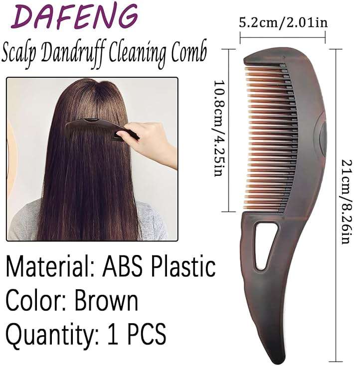 Self-Cleaning Dandruff Comb Hollow Teeth Scalp Detox Oil Removal for Women Men Kids Daily Home Use, Ergonomic Hair Comb in Brown - Image 2
