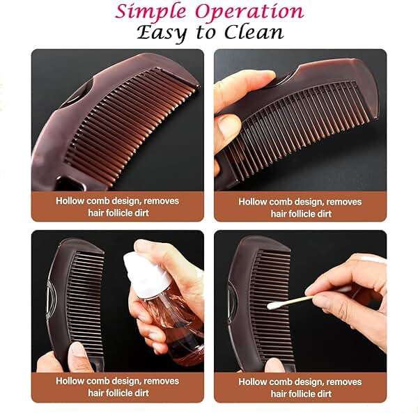Self-Cleaning Dandruff Comb Hollow Teeth Scalp Detox Oil Removal for Women Men Kids Daily Home Use, Ergonomic Hair Comb in Brown - Image 5