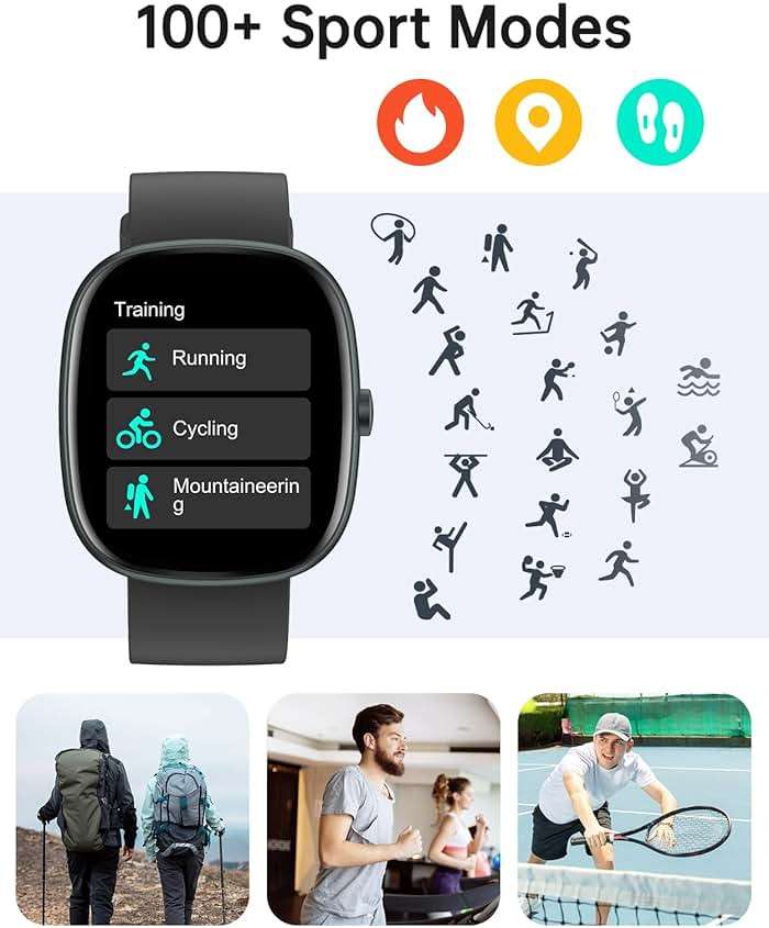 HUAKUA Smart Watches for Women Men Compatible with iPhone/Android Phones Answer/Make Calls, 1,85" HD Fitness Tracker with Heart Rate/Sleep Monitor Pedometer for Walking Running, Waterproof, Black - Image 3