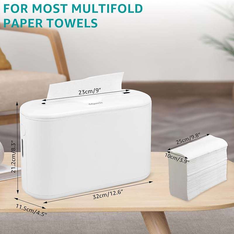 Multifold Paper Towel Dispenser Countertop, Commercial Hand Towel Dispenser for Bathroom Kitchen Home, Trifold/C Fold/Z Fold Napkin Dispenser, Abs Plastic - Non-Slip, White - Image 2