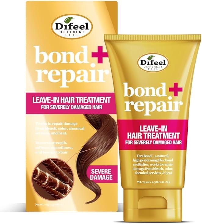 Difeel Bond & Repair Leave in Hair Treatment for Severely Damaged Hair 2.5 oz. - Deep Bond Hair Treatment, Bond Rebuilder for Hair Repair - Product Image