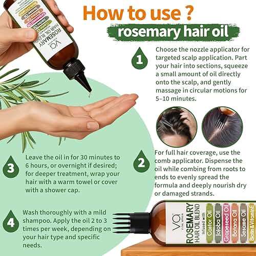 Blend Of Pure Rosemary Oil For Hair Growth With Castor, Batana, Jojoba Oil-Infused With Biotin & Vitamin E-Blend of Effective Hair Oils for Hair Growth-Strengthening Treatment-By Vital Affair-6 Fl Oz - Image 4